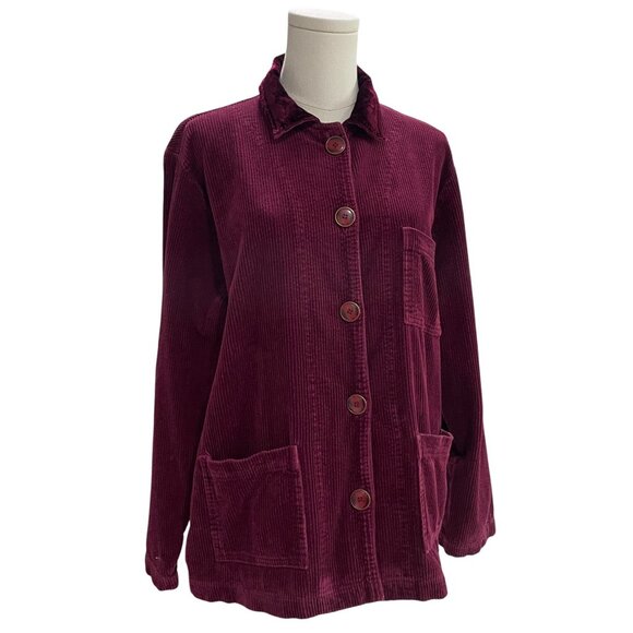 Hot Cotton Marc Ware Corduroy Jacket SZ M Burgundy Fall Cozy Vintage Grannycore - Picture 6 of 8